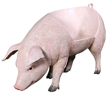 Resin Pink Pig Bench - Click Image to Close